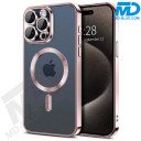 Samsung S25 Plus Magsafe Hoesje - Coloured Siliconen - met lens bescherming - Metallic Rose Goud