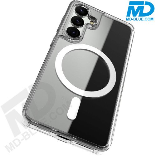 Samsung S25 Hoesje Transparant Siliconen MagSafe - Transparant- MagSafe Case - Wit