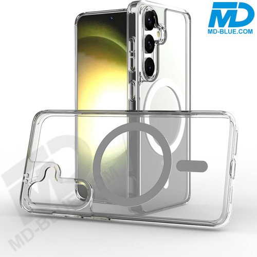 Samsung S25 Plus Hoesje Transparant Siliconen MagSafe - Transparant- MagSafe Case - Wit