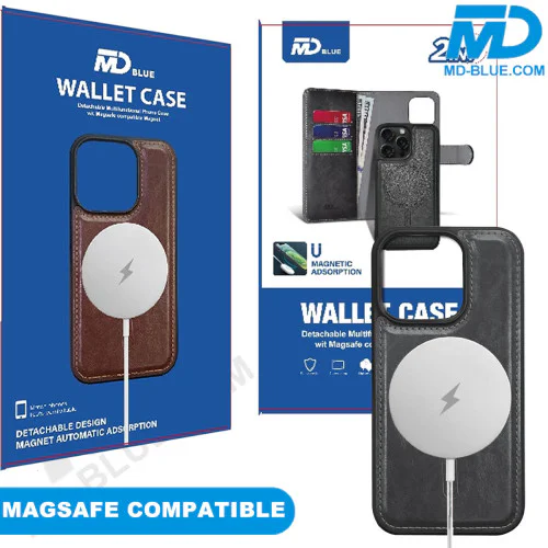 iPhone 16 Telefoonhoesje - Book Case  - 2 in 1 met Magsafe- - Zwart