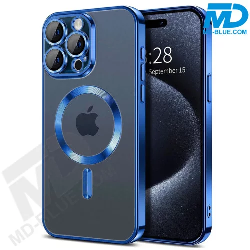iPhone Xr Magsafe Hoesje - Transparant Siliconen - met lens bescherming - Donker Blauw