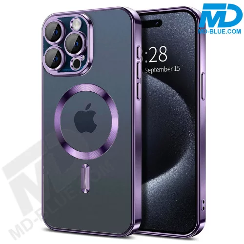 iPhone 13 Magsafe Hoesje - Transparant Siliconen - met lens bescherming - Paars