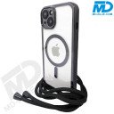 iPhone  7 / 8 / SE Magsafe Hoesje - Transparant Siliconen - met lens bescherming en Koord  - Zwart