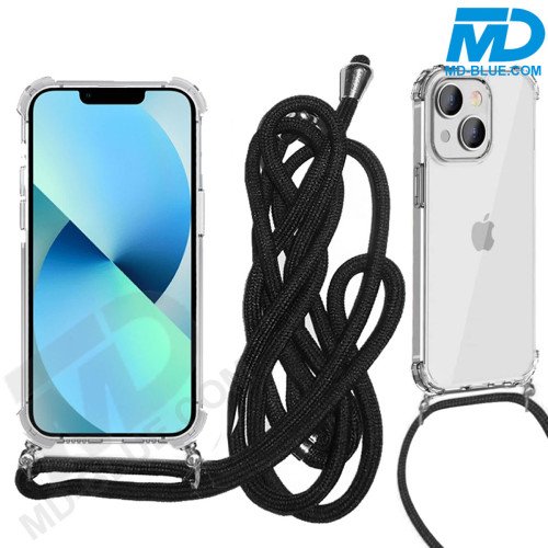 iPhone 15 Plus Anti Shock Hoesje - Transparant Siliconen - met een Koord