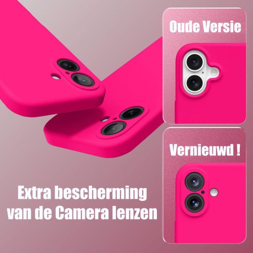 Premium Siliconen hoesje voor de iPhone 16e - Hot Pink