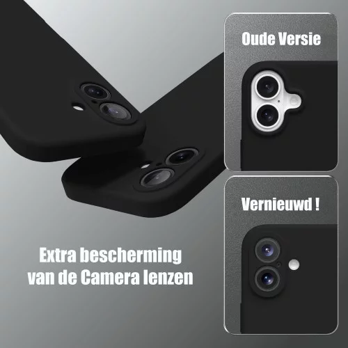 Premium Siliconen hoesje voor de iPhone 16 -  Zwart