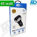 Autolader 45 watt 2 x USB-C - Wit