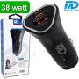 Mdblue - Duo Autolader - 1x USB-A en 1x USB-C aansluiting - Zwart