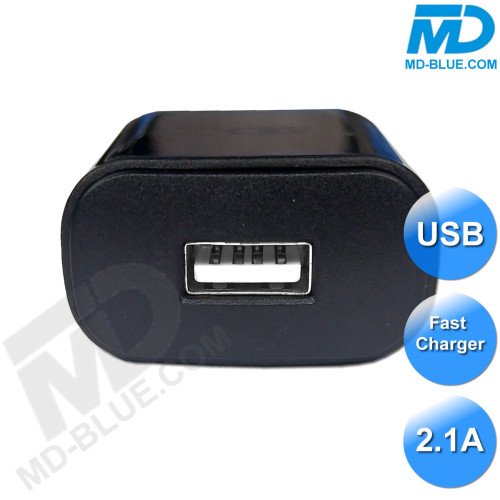 MDBlue - Oplaad stekker - 1 x USB - Oplader - Snellader - 2.1A - Zwart
