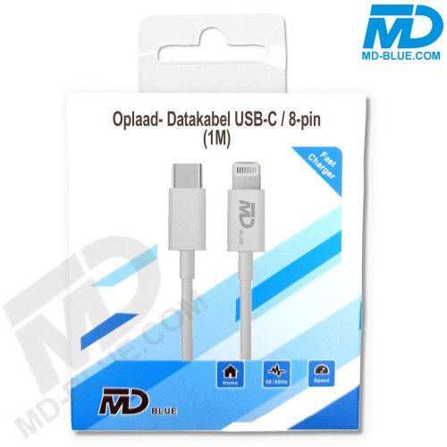 MDBlue - Oplaadkabel - Voor iPhone - USB-C naar Lightning - 1 meter - Wit