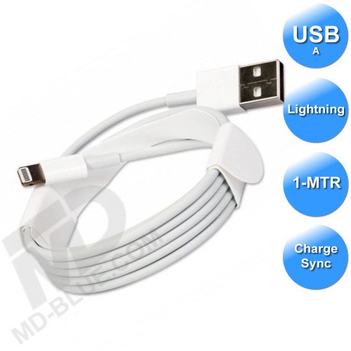 MDblue - Oplaad kabel - voor iPhone - USB-A naar Lightning - 1 meter - Wit