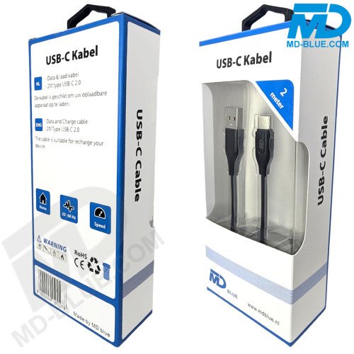 MDblue - Oplaad kabel - USB-A naar USB-C - 2 meter