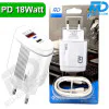 MDblue - Oplaadset - 18 Watt Oplader USB-A / USBC - Oplaadkabel USB-C > 8 Pin 1mtr