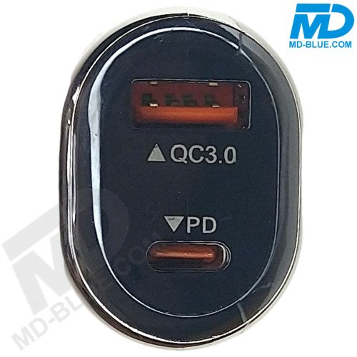MDblue - Oplaad stekker - Duo USB - Auto oplader - Snellader - incl 1 meter oplaadkabel USB C - Zwart