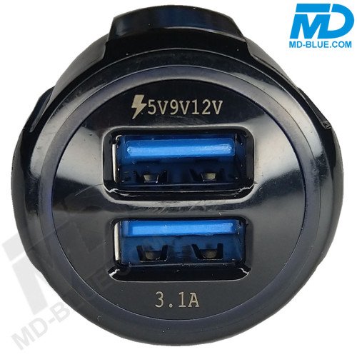 MDBlue - Auto oplader Set - Snellader met 2 x USB -1 mtr oplaadkabel micro USB - Zwart