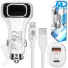 MDBlue - Auto oplader Set - 1 x USB-A - 1 x USB-C - Snellader - Wit - 1 mtr oplaadkabel voor iPhone