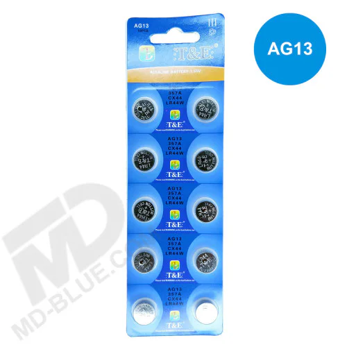 Batterijen AG13 Alkaline 10 stuks / knoopcel batterij / L1154 / LR44 / 157 / A76 1.55V /L1154, 157, V13GA, RW82