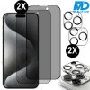 2x Privacy Screenprotector en 2x Lens Protector voor iPhone 15 Pro Max