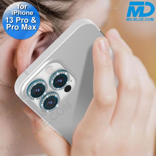 MDblue - iPhone 13 Pro / 13 Pro Max - Camera lens beschermer - Diamond Blauw