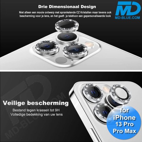 MDblue - iPhone 13 Pro / Pro Max - Camera lens beschermer - Diamond Zilver