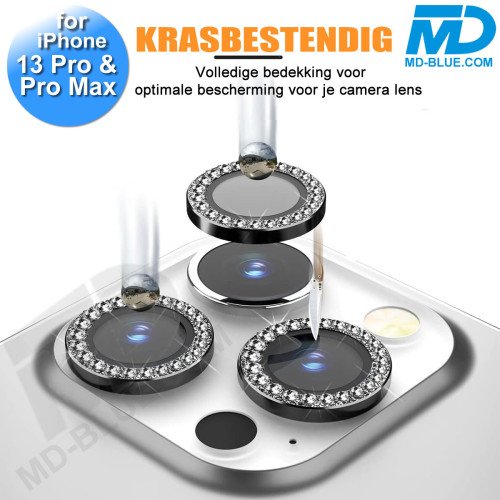 MDblue - iPhone 13 Pro / 13 Pro Max - Camera lens beschermer - Diamond Zwart