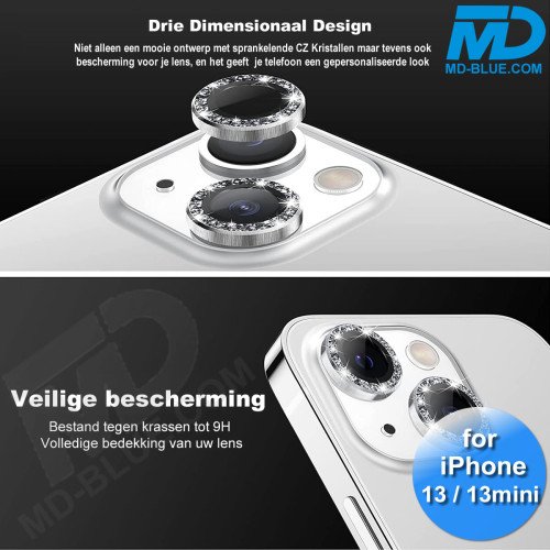 MDblue - iPhone 13 / 13 Mini - Camera lens beschermer - Diamond Zilver