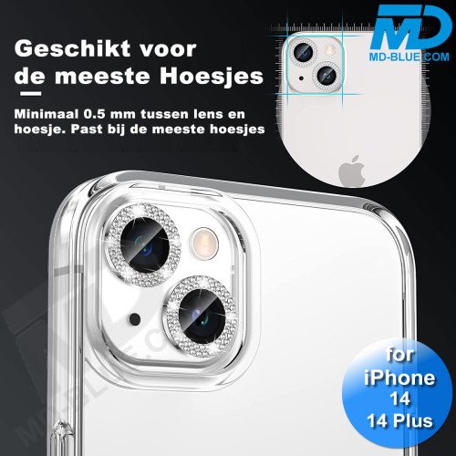 MDblue - iPhone 14 / 14 Plus - Camera lens beschermer - Diamond Zilver