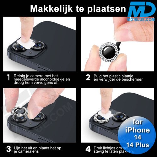MDblue - iPhone 14 / 14 Plus - Camera lens beschermer - Diamond Zilver
