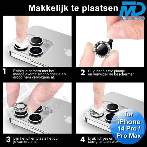 MDblue - iPhone 14 Pro / Pro Max - Camera lens beschermer - Diamond Zilver