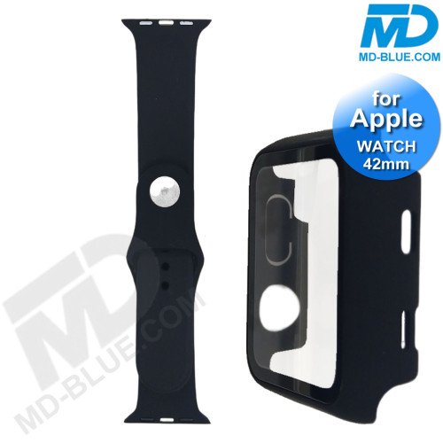 Apple Watch Screenprotector - Case - Hoesje - Bandje - Apple Watch Series 3 - 42 mm - Zwart