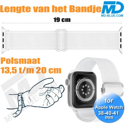 Bandje voor Apple Watch - Geschikt Voor Apple Watch 38 mm 40 mm 41 mm - Wit