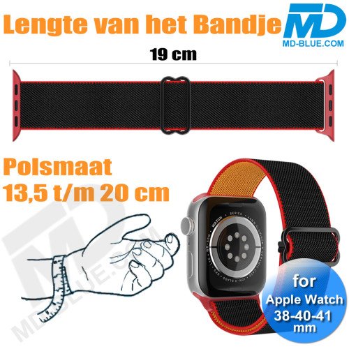 Bandje voor Apple Watch - Geschikt Voor Apple Watch 38 mm 40 mm 41 mm - Zwart Rood