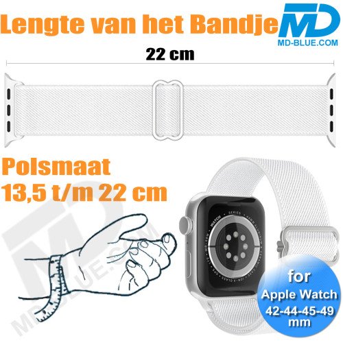 Bandje voor Apple Watch - Geschikt Voor Apple Watch 42 mm 44 mm 45 mm 49 mm - Wit