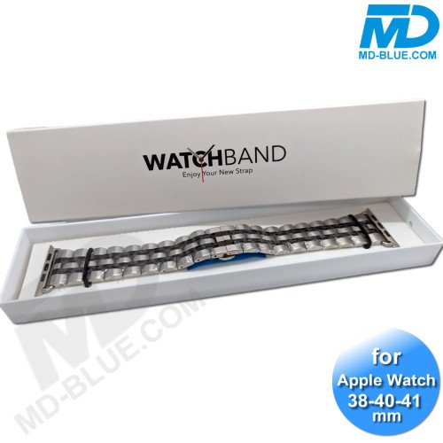 Apple Watch - Bandje - RVS -Smart Watch Bandje - voor Apple watch 38-40-41MM - Zilver Zwart