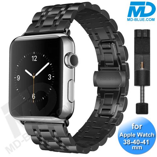 Apple Watch - Bandje - RVS -Smart Watch Bandje - voor Apple watch 38-40-41MM - Zwart Apple Watch - Bandje - RVS -Smart Watch Bandje - voor Apple watch 38-40-41MM - Zwart