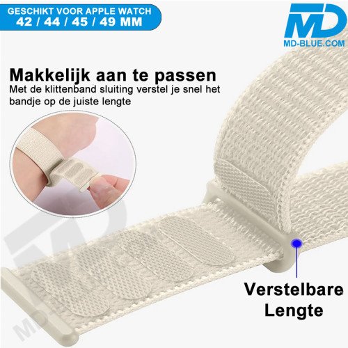 MDblue - Bandje geschikt voor Apple watch 42-44-45-49 MM - Light Yellow