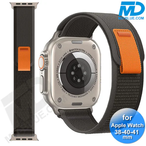 Bandje voor Apple Watch 38/40/41 mm -  Klittenbandsluiting - Zwart grijs