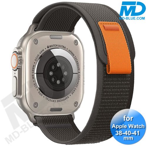 Bandje voor Apple Watch 38/40/41 mm -  Klittenbandsluiting - Zwart grijs