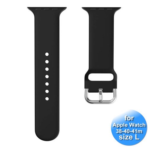Apple Watch Bandje - Siliconen - SmartWatch Bandje - voor Apple watch 38/40/41MM - (M / L) Lengte 17 t/m 22cm - Zwart
