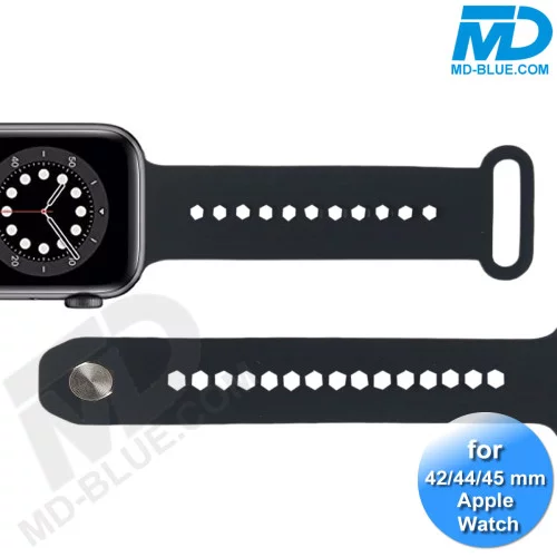 Apple Watch Bandje - Siliconen - Smart Watch Bandje - Verstelbaar - Voor Apple Watch 42 mm 44mm en 45 mm -Zwart