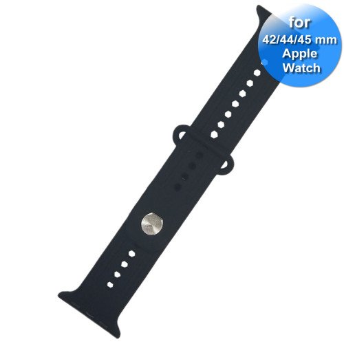 Apple Watch Bandje - Siliconen - Smart Watch Bandje - Verstelbaar - Voor Apple Watch 42 mm 44mm en 45 mm -Zwart