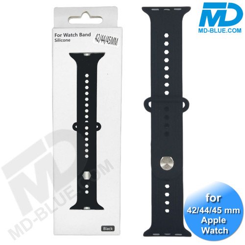 Apple Watch Bandje - Siliconen - Smart Watch Bandje - Verstelbaar - Voor Apple Watch 42 mm 44mm en 45 mm -Zwart