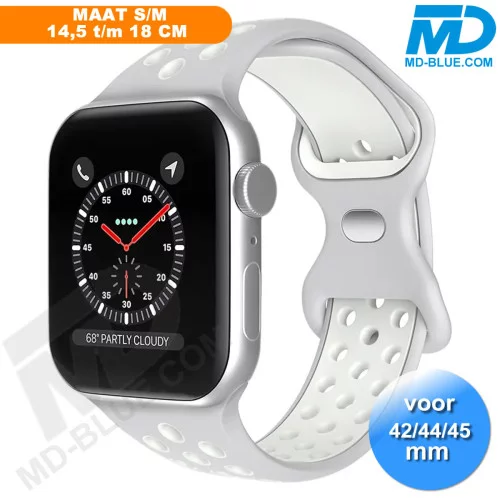 Apple Watch - Bandje - Siliconen - Smart Watch Bandje - voor Apple watch 42-44-45-49 MM - Grijs Wit