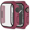 Apple Watch Screenprotector - Case - Hoesje - Apple Watch Series  6, 5, 4 en SE 44 mm - 9H Gehard Glas - Bordeaux Rood