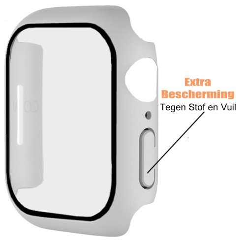 Apple Watch Screenprotector - Case - Hoesje - Apple Watch Series 7 - Apple Watch Series 8 - 41 mm - 9H Gehard Glas - Grijs
