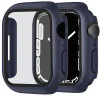 Apple Watch Screenprotector - Case - Hoesje - Apple Watch Series  6, 5, 4 en SE 44 mm - 9H Gehard Glas - Donker Blauw