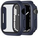 Apple Watch Screenprotector - Case - Hoesje - Apple Watch Series 7 - Apple Watch Series 8 - 41 mm - 9H Gehard Glas - Donker Blauw