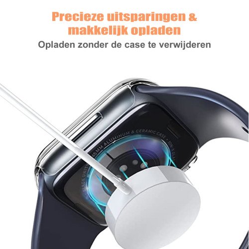 Apple Watch Screenprotector - Case - Hoesje - Apple Watch Series 7 - Apple Watch Series 8 - 41 mm - 9H Gehard Glas - Transparant