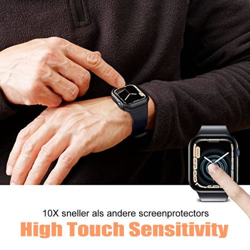 Apple Watch Screenprotector - Case - Hoesje - Apple Watch Series  6, 5, 4 en SE 44 mm - 9H Gehard Glas - Roze