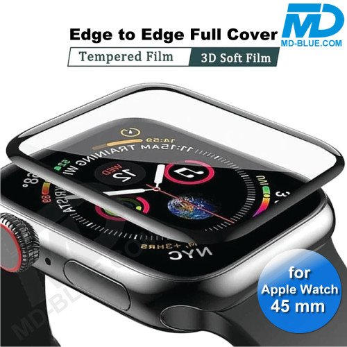 Apple Watch Screenprotector 45mm - voor Apple Watch 7 - voor Apple Watch 8 - 3D Tempered Film - Transparant